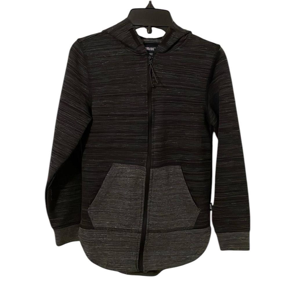 UNIVIBE | Boys Black/Gray Zip Up Pocket Hoodie Jacket  Size‎ S